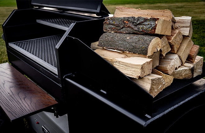 Knack Union Smoker grill and wood storage